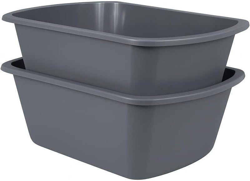 Vakly Wash Basins [2 Pack] – Rectangular Plastic 7-Quart Graduated Hospital Soaking Tub with Markings – Small Portable Washbasin for Face Washing, Cleaning, Foot Bath, Dishes, Laundry & Bedside Care - Image 1